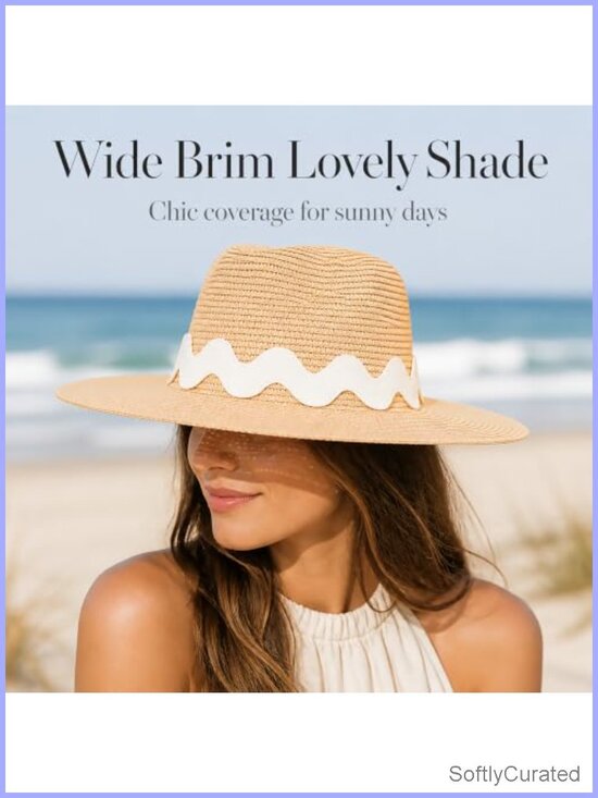 Woven Paper Straw Fedora with Oversized Ric Rac Trim Adjustable Strap main image 4